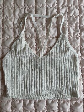 Zara Women’s White Ribbed V-Neck Cami Tank Top